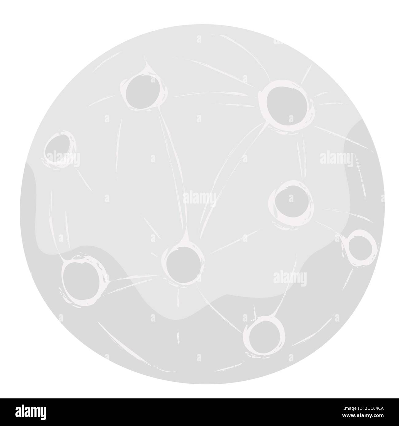 Illustrazione vettoriale a luna piena con crateri in stile cartone animato isolato jn backgeound bianco. Illustrazione Vettoriale