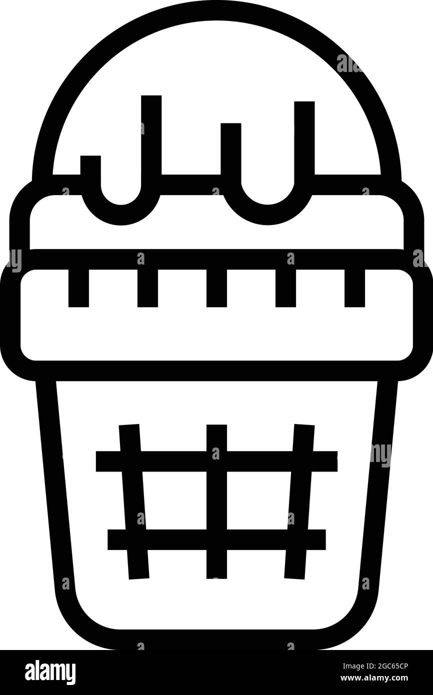 Icona della ciotola del gelato vettore di contorno. Gelato. Dessert freddo Illustrazione Vettoriale