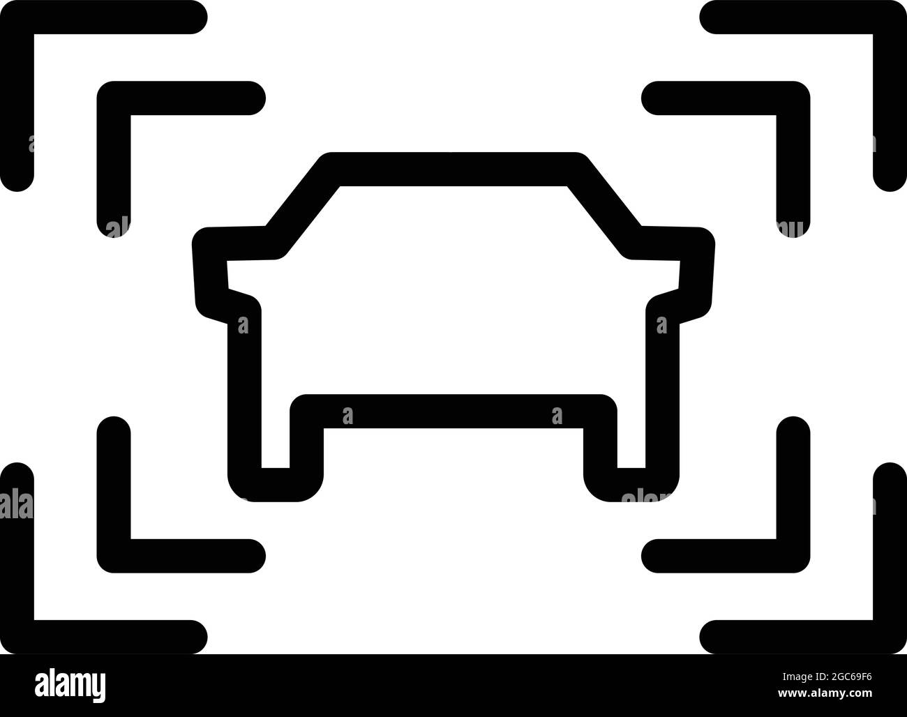 Vettore di contorno icona radar auto. Traffico del veicolo. Unità della fotocamera Illustrazione Vettoriale