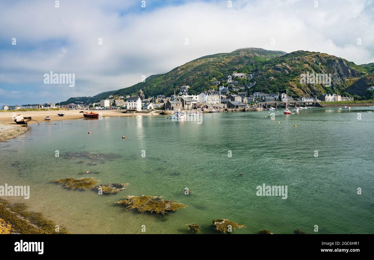 Porto di Barmouth e ponte ferroviario. Foto Stock