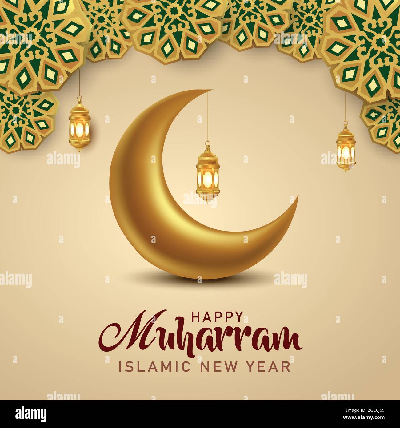 auguri islamici di nuovo anno. disegno di illustrazione vettoriale Illustrazione Vettoriale