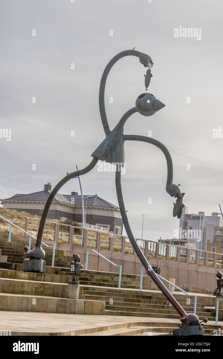 Scultura sul viale di Scheveningen Foto Stock