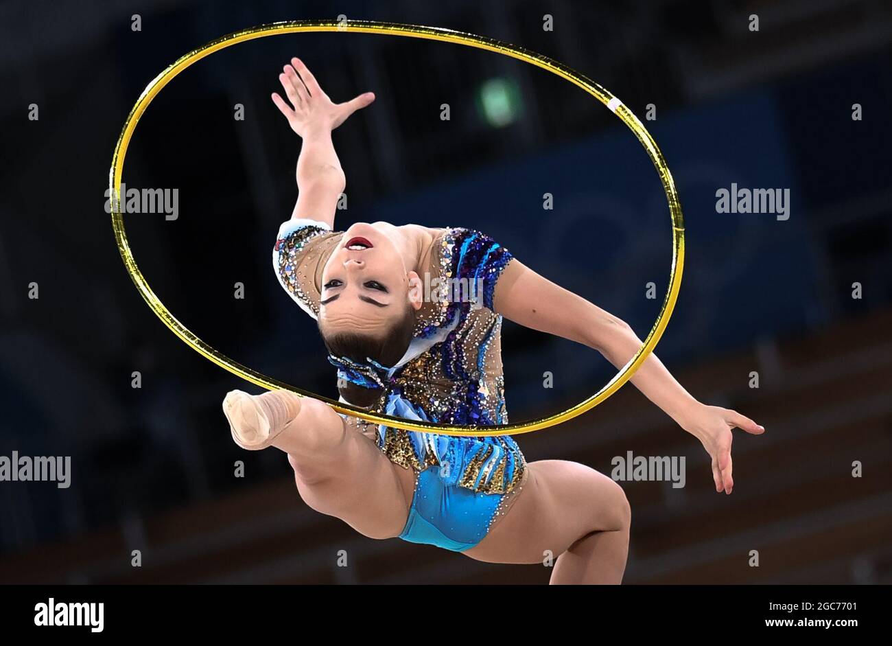 Tokyo, Giappone. 7 agosto 2021. Dina Averina della ROC compete durante la finale individuale di ginnastica ritmica a Tokyo 2020, 7 agosto 2021. Credit: Cheng min/Xinhua/Alamy Live News Foto Stock