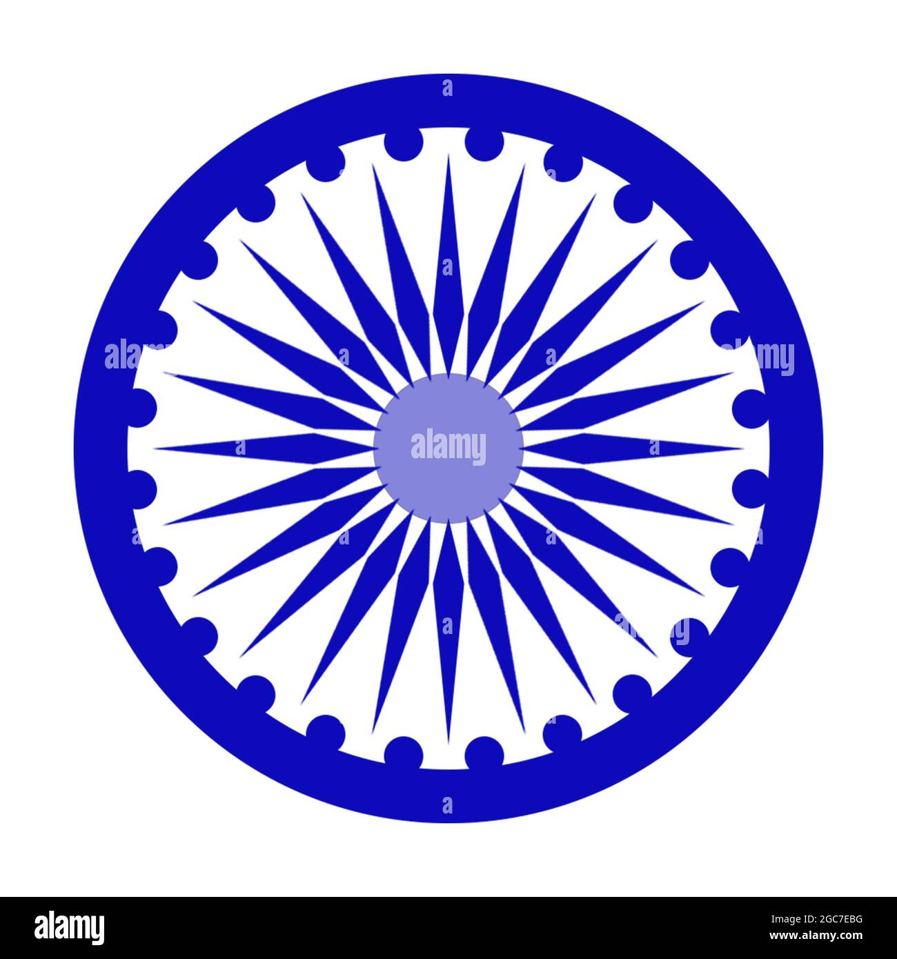 Simbolo indiano della ruota blu - (Ashoka Chakra). Illustrazione del vettore Ashok Chakra. Foto Stock