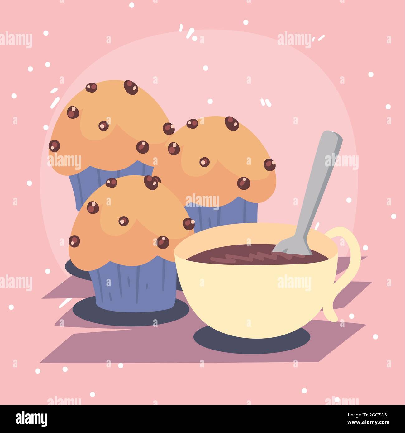 caffè e cupcakes cibo casalingo Illustrazione Vettoriale
