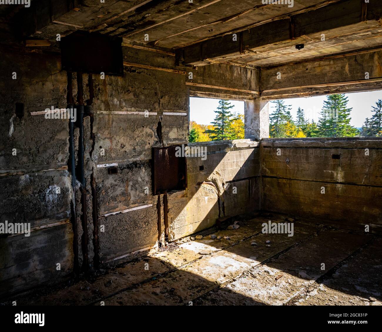 una vista dell'isola di mcnabs dal bunker radar sull'isola di mcnabs Foto Stock