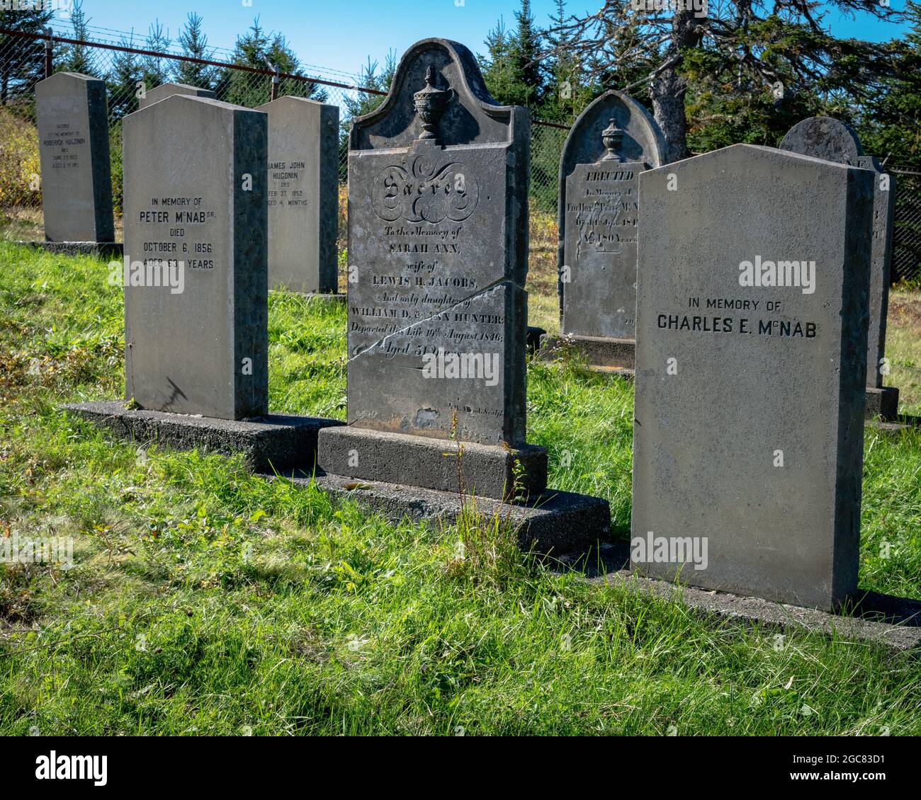 Il cimitero della famiglia McNabs , sull'isola di McNabs Foto Stock