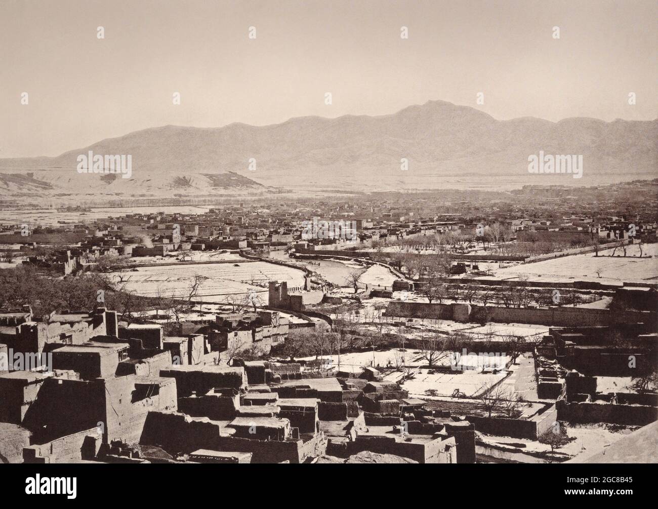 Città vecchia di Kabul, Afghanistan, 1881, ottimizzato digitalmente Foto Stock