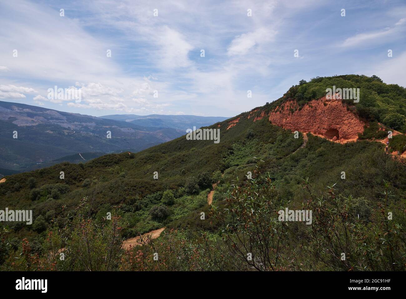 Paesaggio spetacolare di Las Medulas - Patrimonio dell'Umanità dell'UNESCO, storico sito minerario dell'oro - il più grande open-pit dell'intero Impero Romano - El Bierzo, León, SPAI Foto Stock