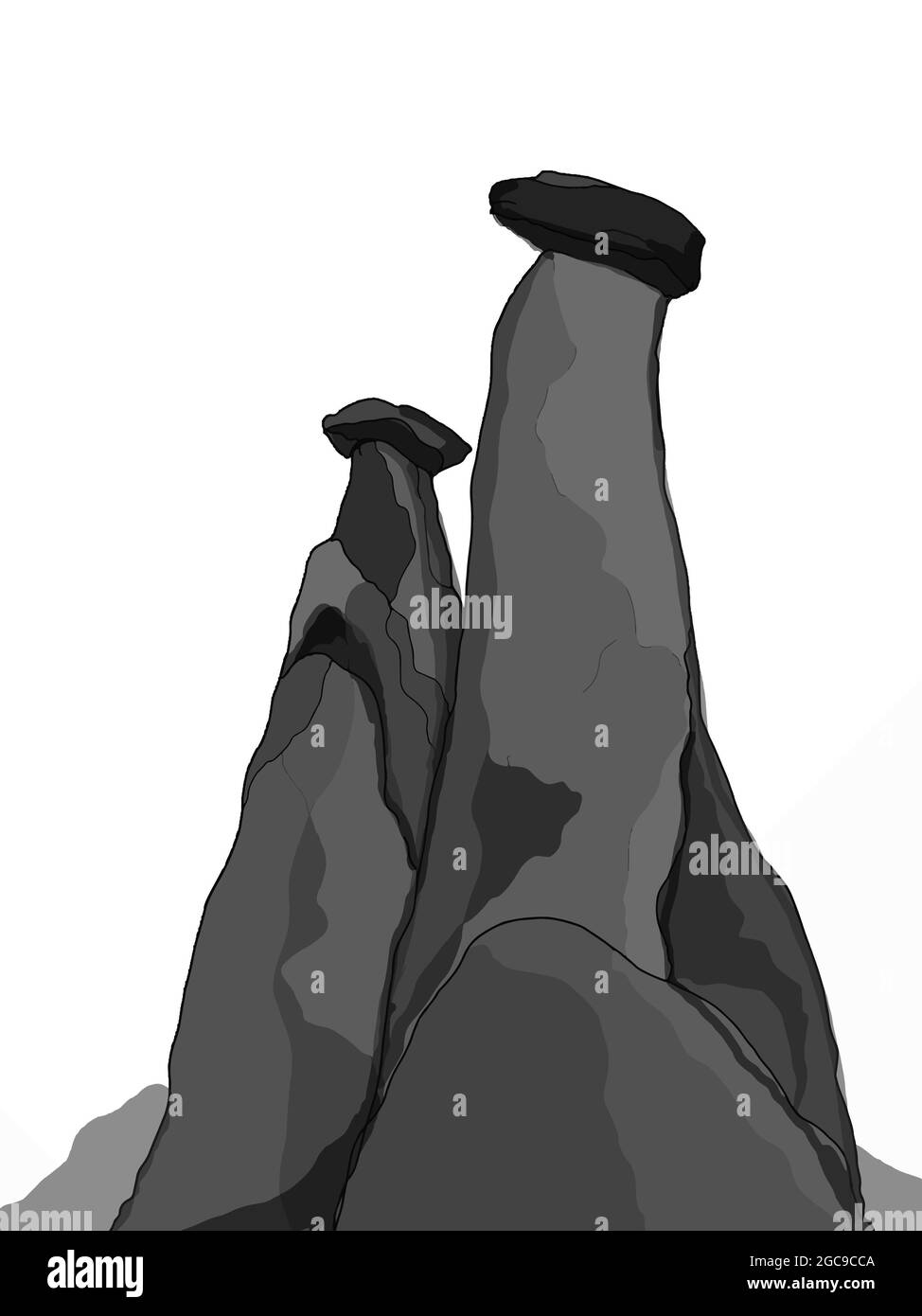 Illustrazione dell'icona della Cappadocia, sfondo bianco Foto Stock