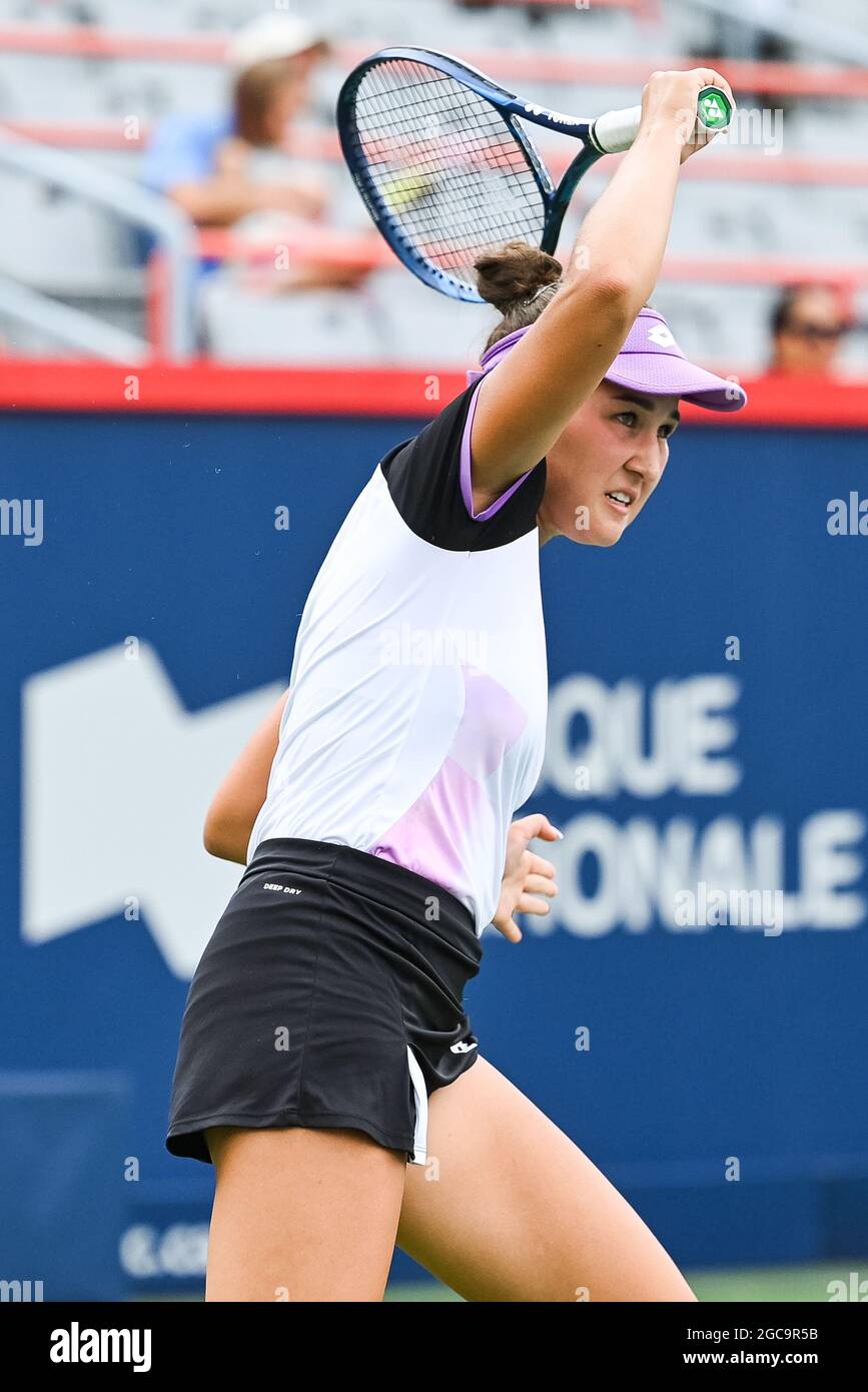 07 agosto 2021: Guarda su Kamilla Rakhimova (RUS) durante la partita di qualificazione WTA National Bank Open allo stadio IGA di Montreal, Quebec. David Kirouac/CSM Foto Stock