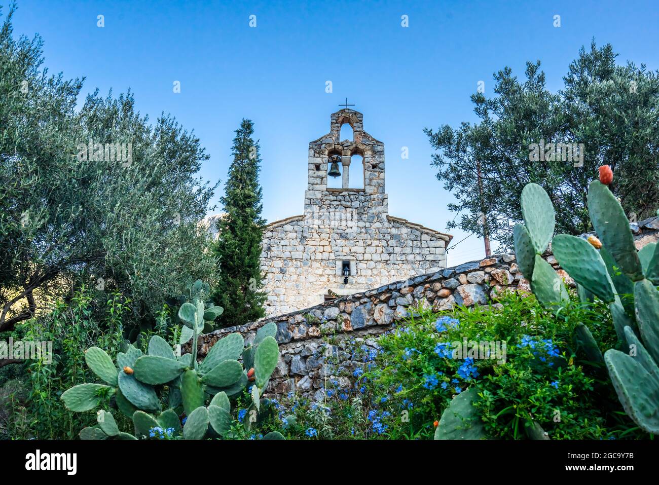 La città di Areopoli con edifici architettonici tradizionali e case in pietra a Laconia, Peloponneso Grecia Foto Stock