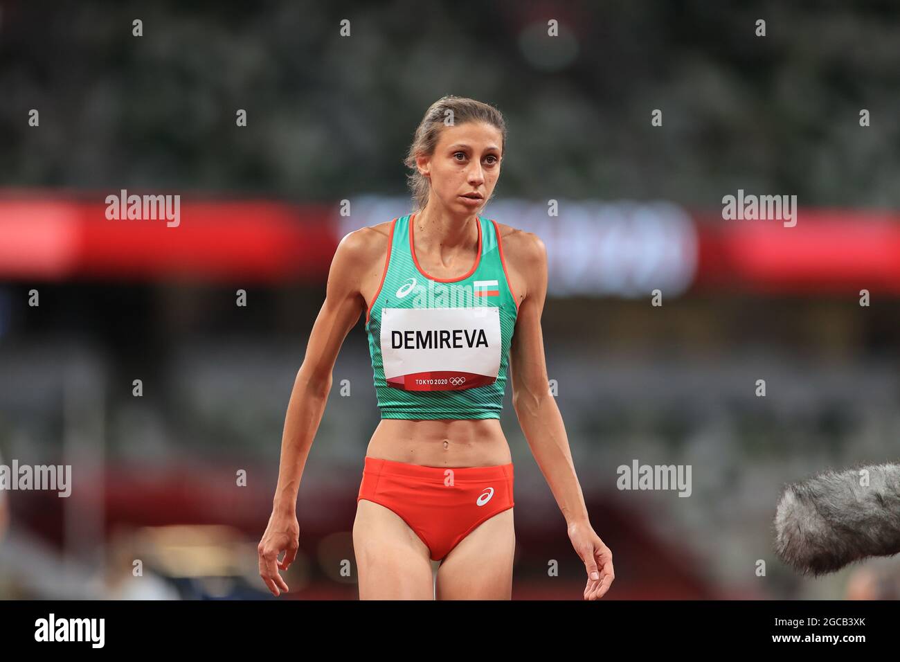 Tokyo, Giappone. 7 agosto 2021. Mirela DEMIREVA (BUL) Atletica : finale di salto in alto per le donne durante i Giochi Olimpici di Tokyo 2020 allo Stadio Nazionale di Tokyo, Giappone . Credit: AFLO SPORT/Alamy Live News Foto Stock