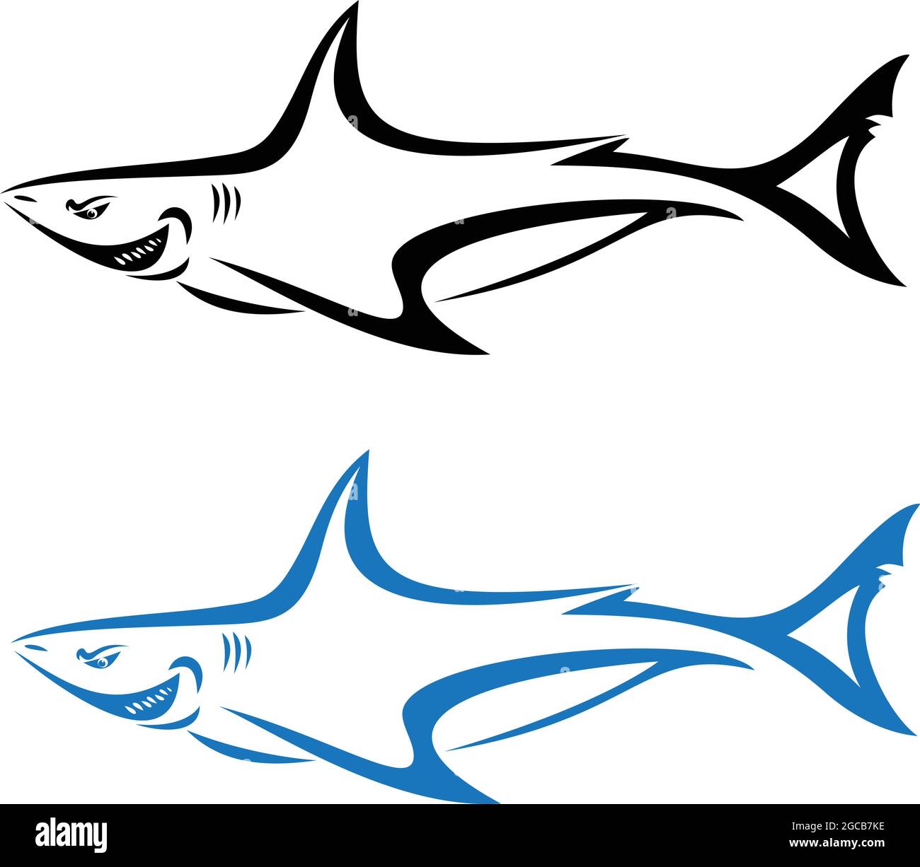Immagine vettoriale del banner squalo su sfondo bianco. Illustrazione vettoriale a livelli facilmente modificabile. Animali selvatici. Illustrazione Vettoriale