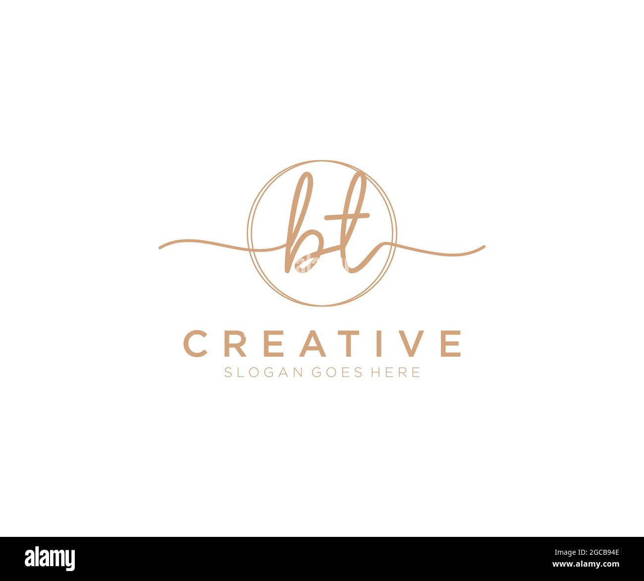 BT monogramma di bellezza del logo femminile e design elegante del logo, logo di scrittura a mano della firma iniziale, matrimonio, moda, floreale e botanico con creativo Illustrazione Vettoriale