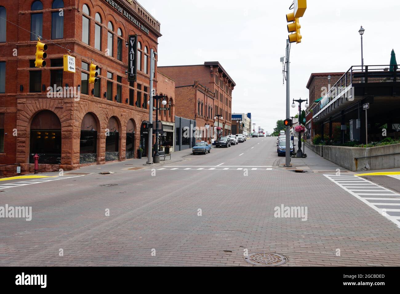 Scena di strada a Houghton, Michigan Foto Stock