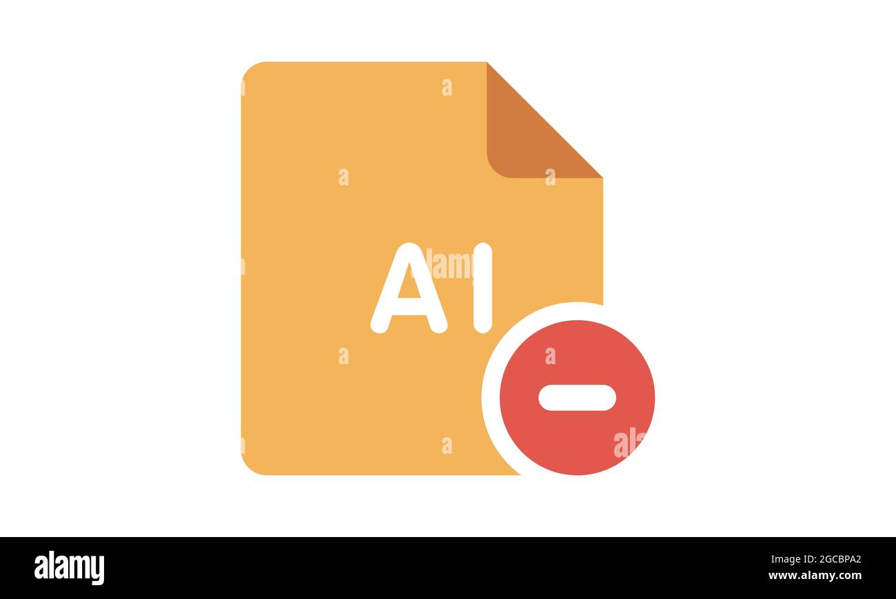 Immagine vettoriale stile piatto dell'icona del file ai rimossa. Illustrazione Vettoriale