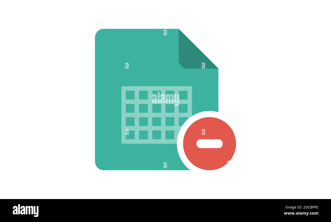 Rimuovere l'icona del file excel. Illustrazione Vettoriale