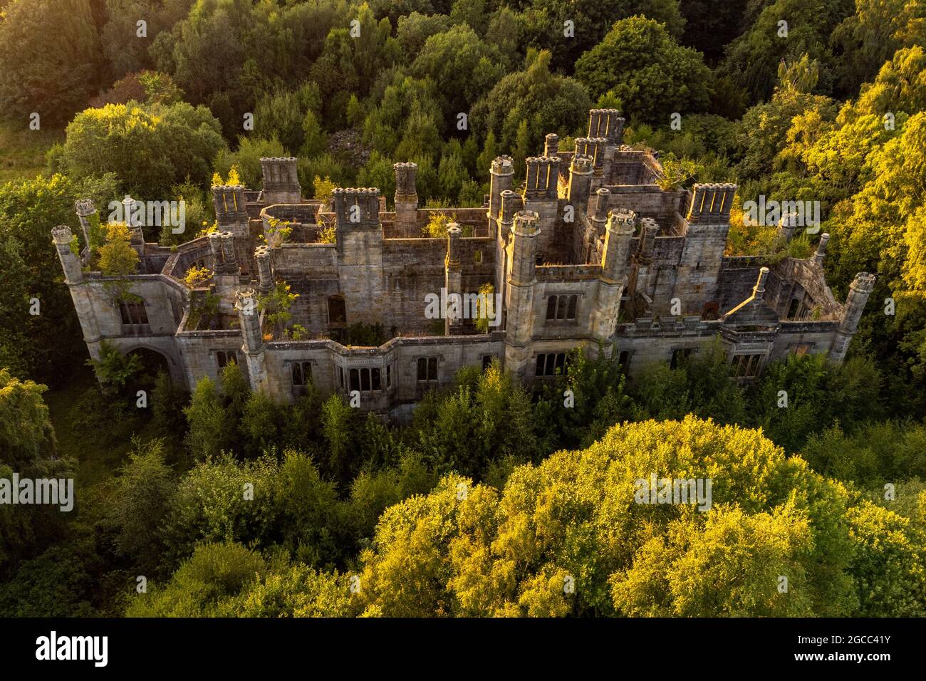 Rovine di Dunmore Park House, Dunmore, Scozia, Regno Unito Foto Stock
