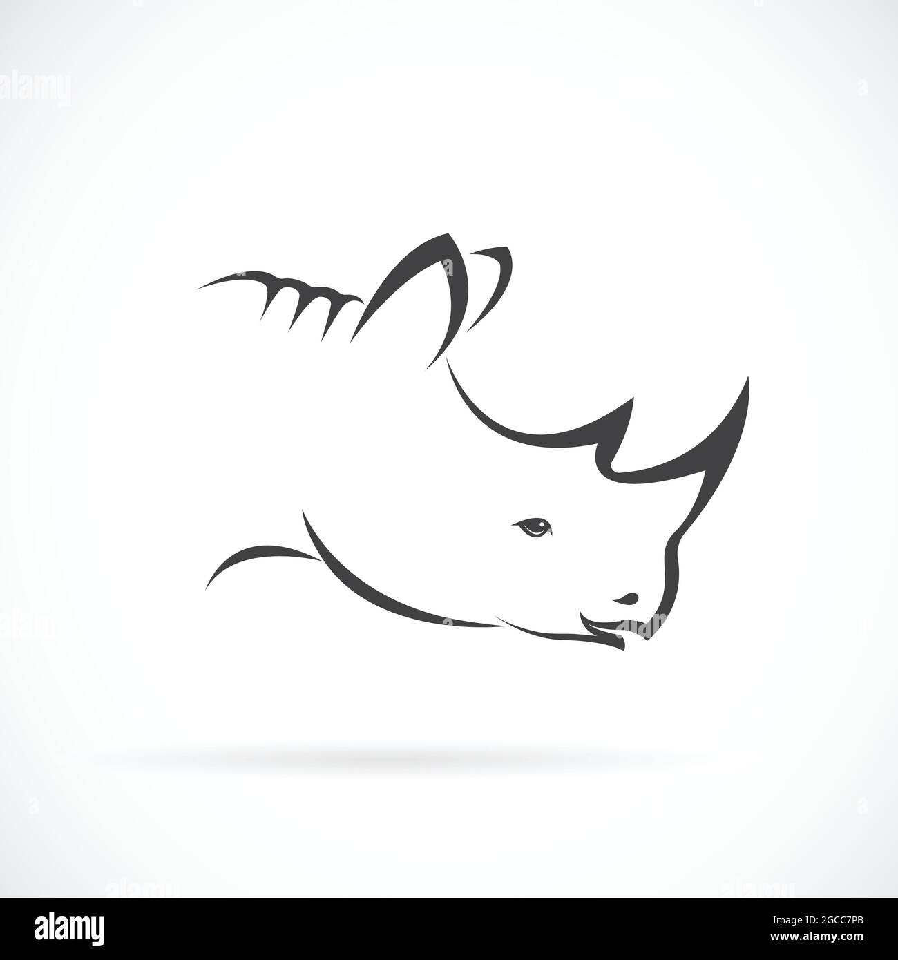 Immagine vettoriale della testa rinoceronte su sfondo bianco. Rhino vettoriale per il tuo progetto. Illustrazione vettoriale a livelli facilmente modificabile. Animali selvatici. Illustrazione Vettoriale