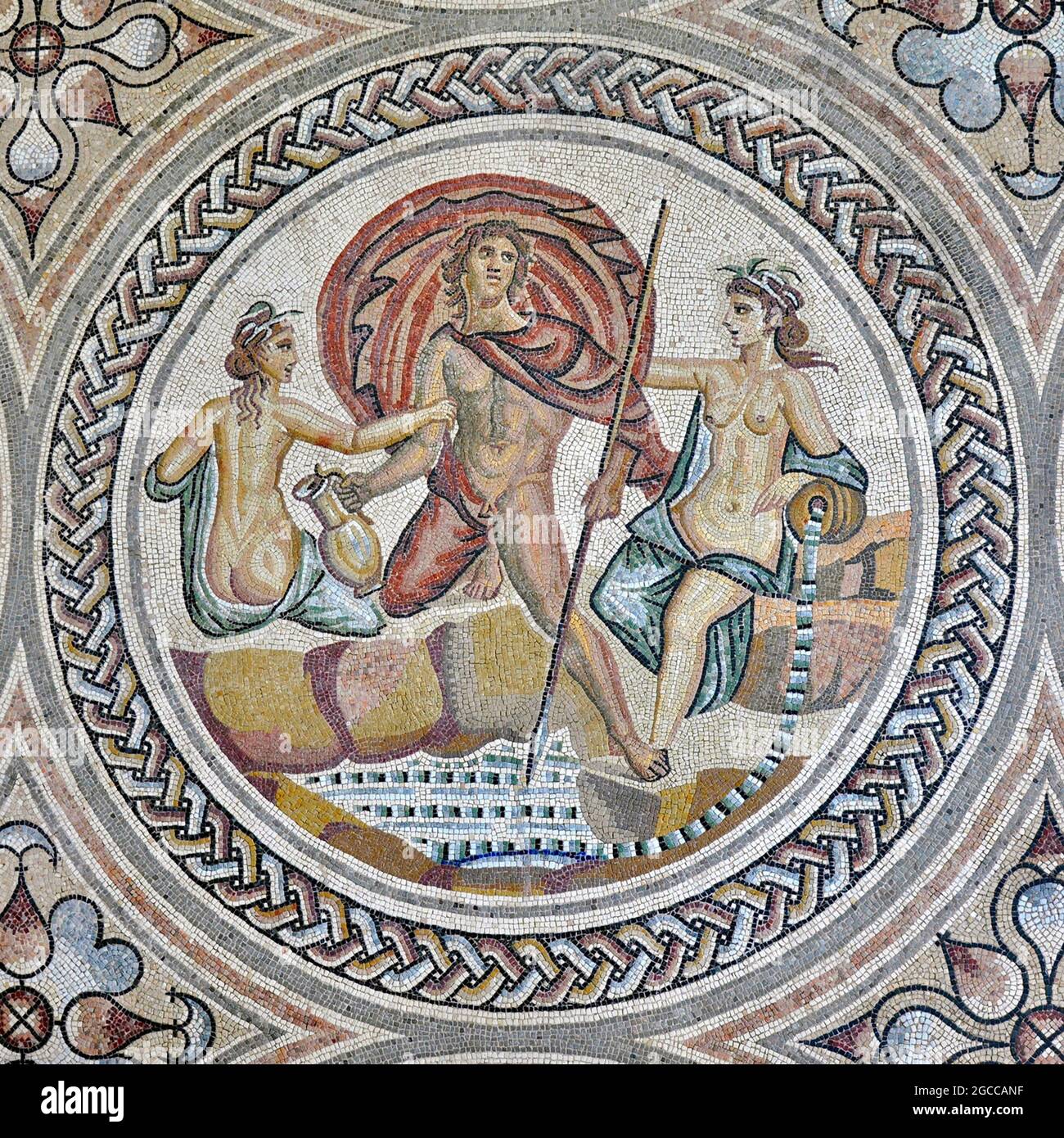 Arte del mosaico - Hylas e le Ninfe - Saint Romain en Gal, Francia Foto Stock