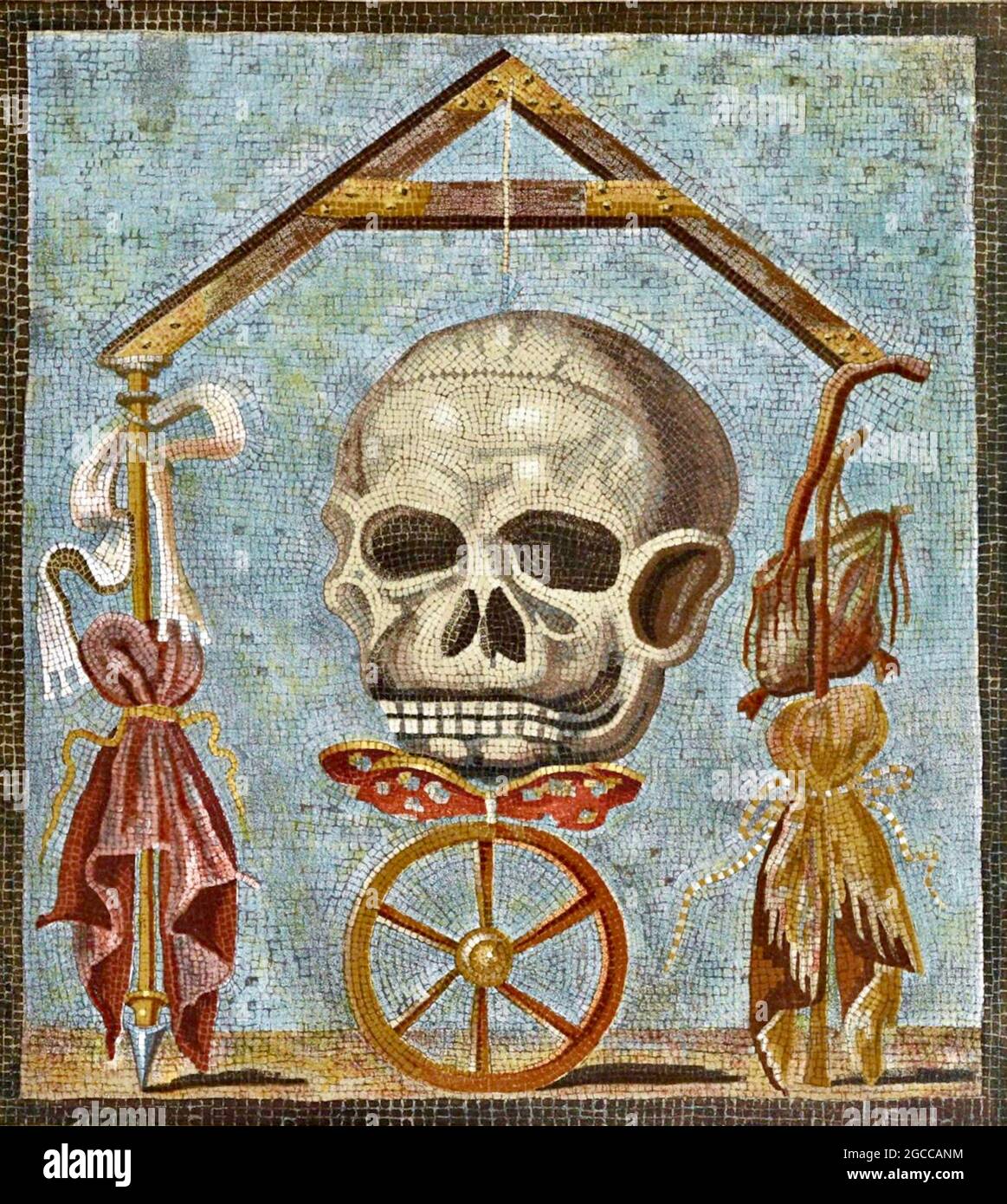Arte Mosaica - cranio romano di Pompei Foto Stock