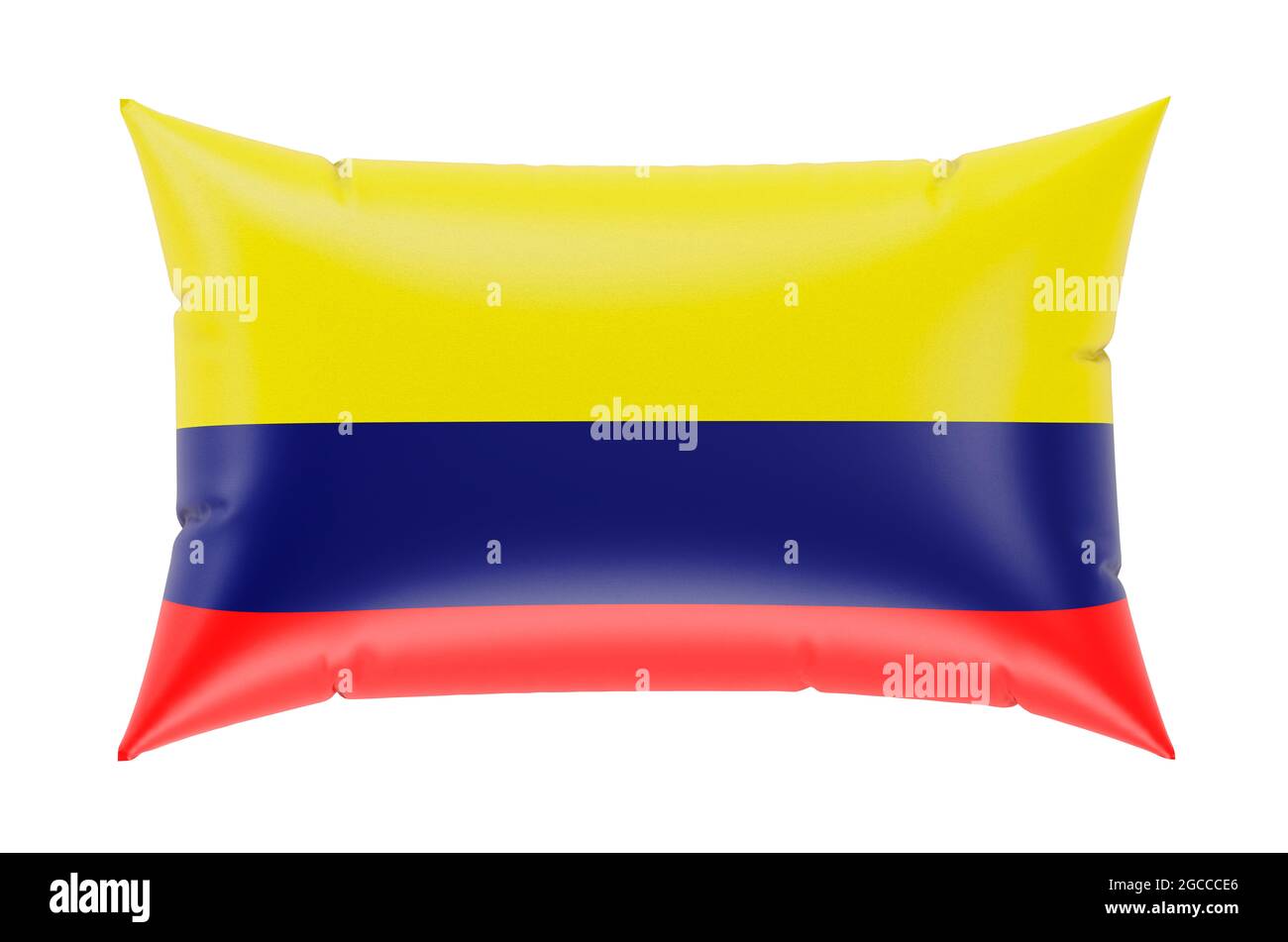 Cuscino con bandiera colombiana, rendering 3D isolato su sfondo bianco Foto Stock