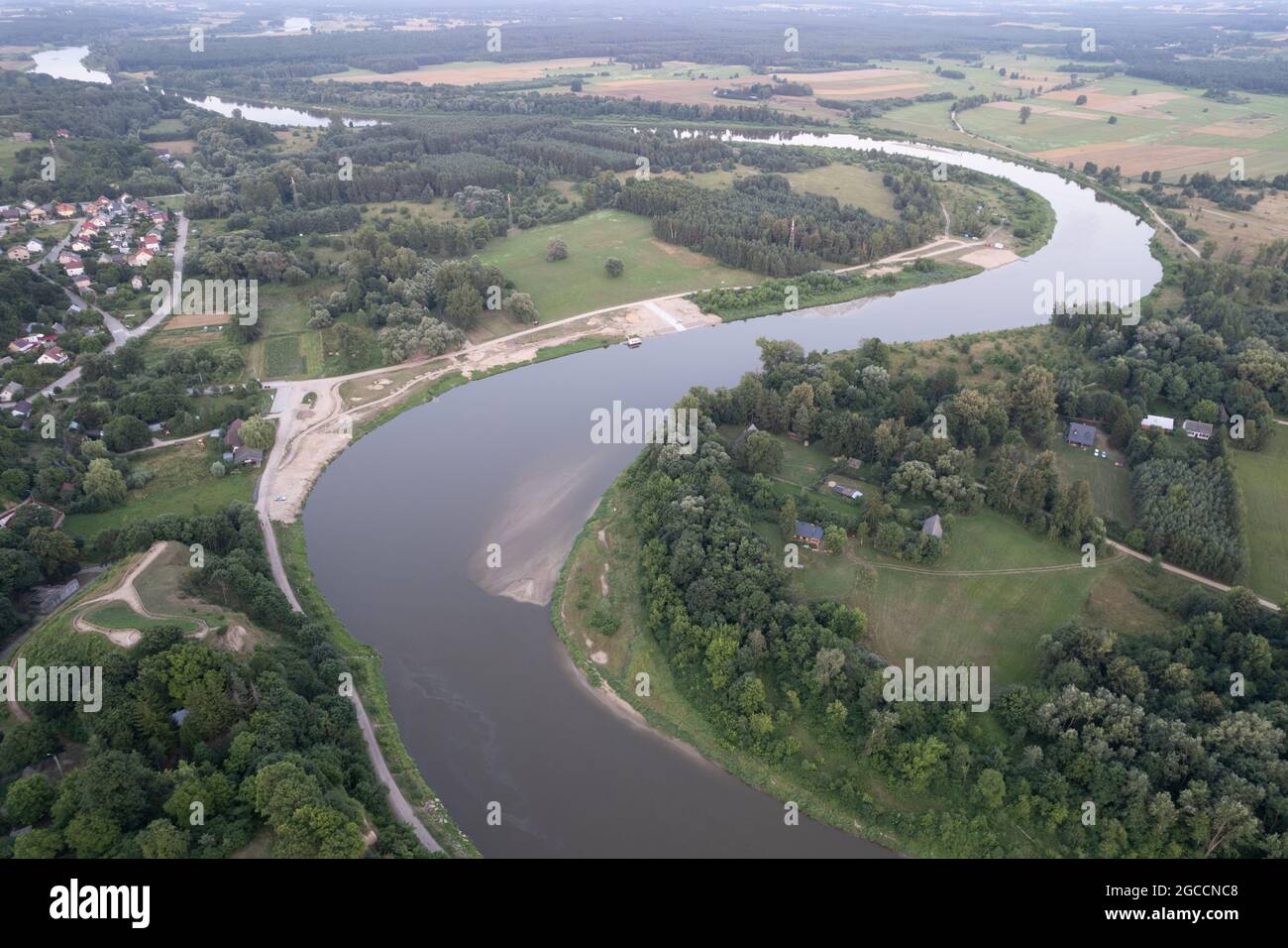 Veduta aerea del riviviere Bug nella Polonia orientale Foto Stock