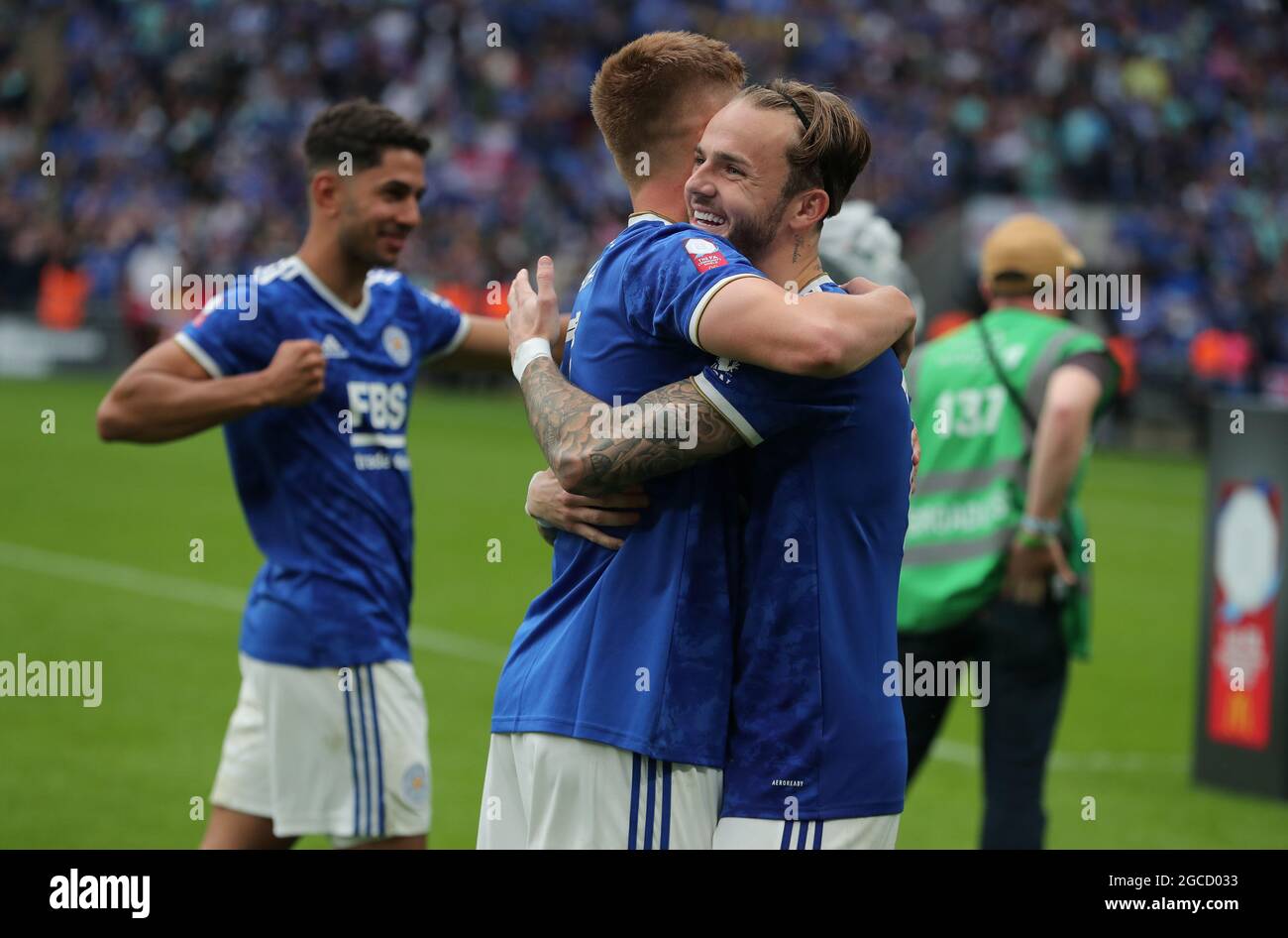 HARVEY BARNES, JAMES MADDISON, LEICESTER CITY V MANCHESTER CITY, 2021 Foto Stock