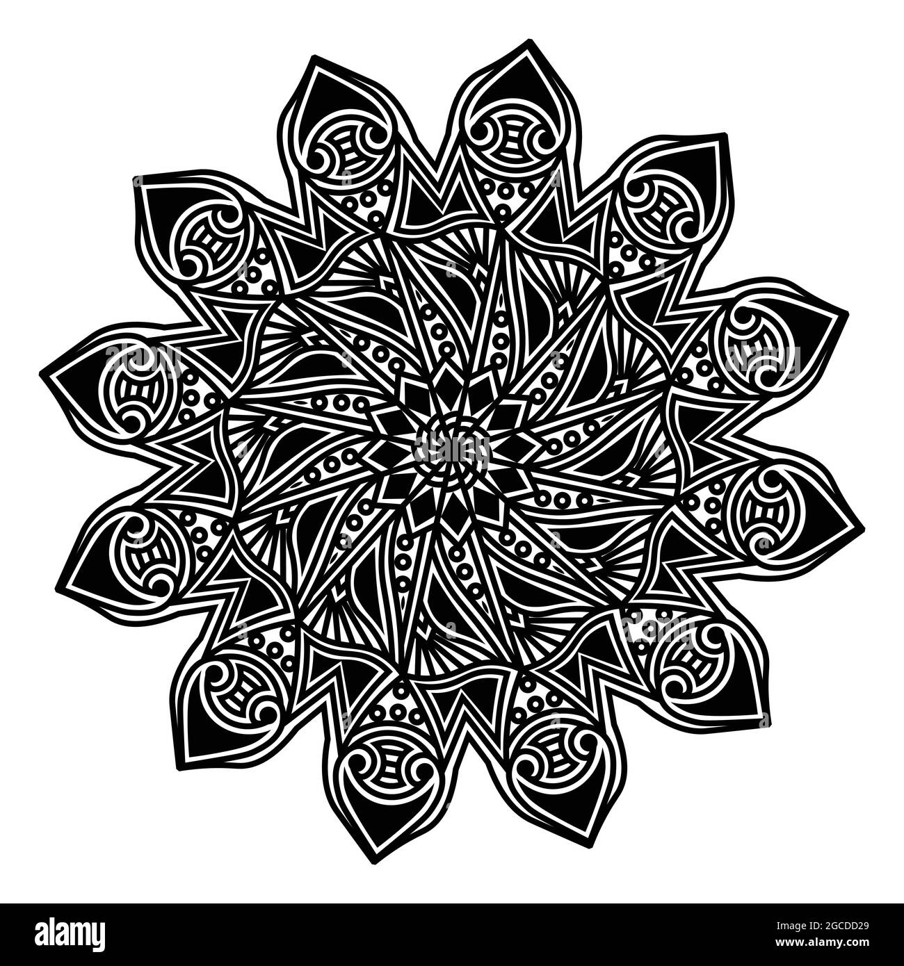 fiorire artistico mandala design di arabescato lusso linea decorazione d'arte stampa modello sfondo Illustrazione Vettoriale