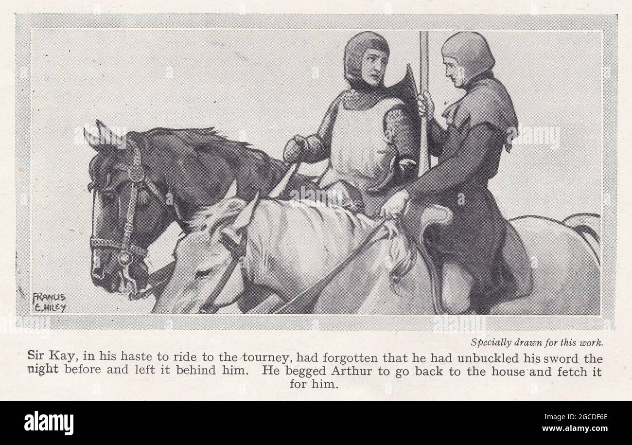 Illustrazione d'epoca di King Arthur Foto Stock