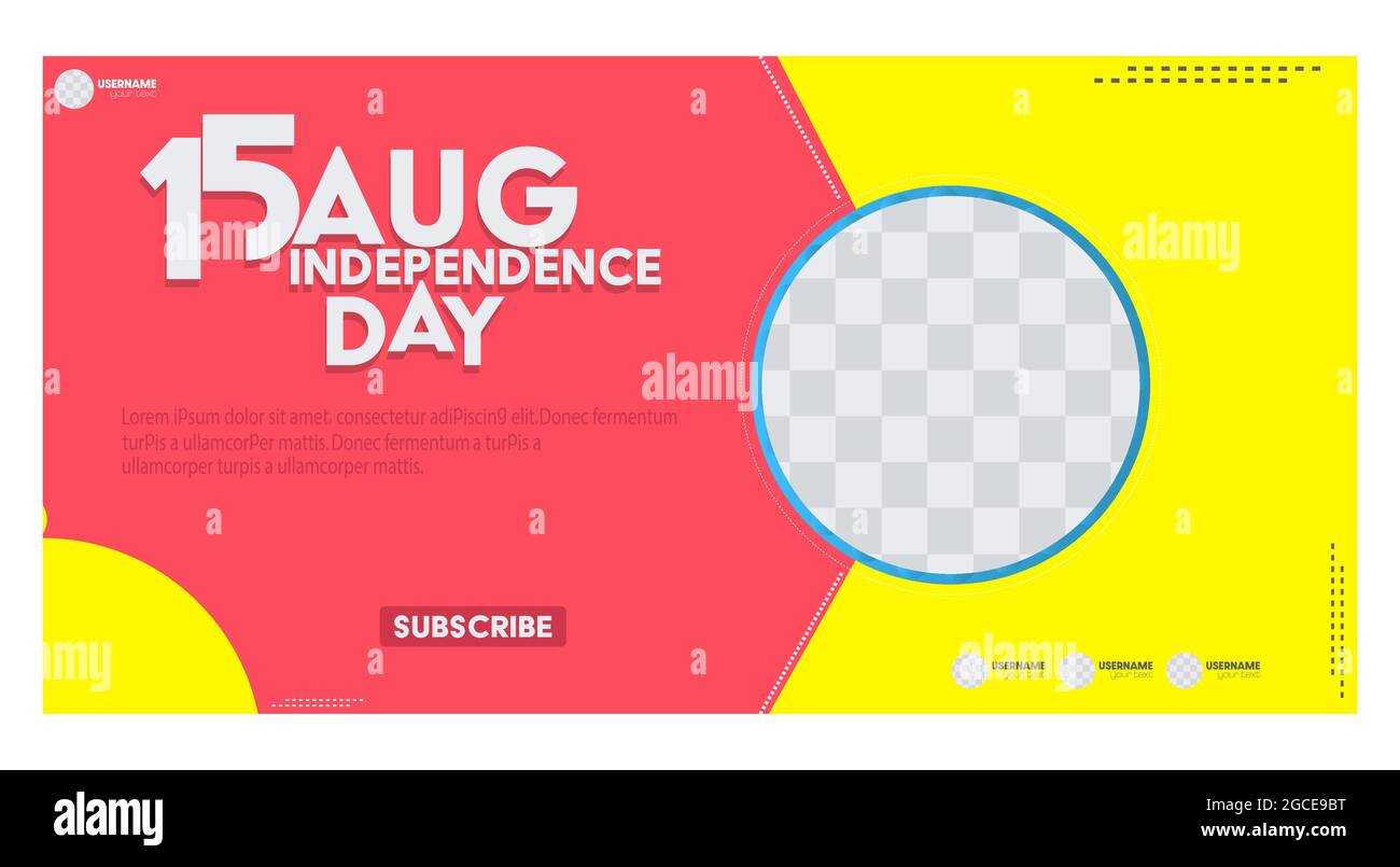 15 agosto Happy Independence Day India illustrazione vettoriale. youtube thumbnail design modello Illustrazione Vettoriale