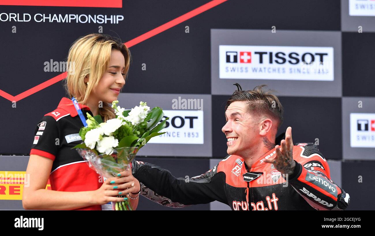 Autodrom Most, Most, Repubblica Ceca, 08 agosto 2021, Scott Redding chiede: 'Mi sposerete? ..' durante la Repubblica Ceca - FIM Superbike World Championship 2021 - gara 2, World Superbike - SBK - Foto otto Moretti / LM Foto Stock