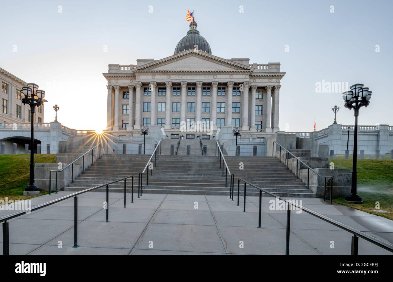 Vista unica della capitale dello Stato nella città di Salt Lake con una stella solare Foto Stock