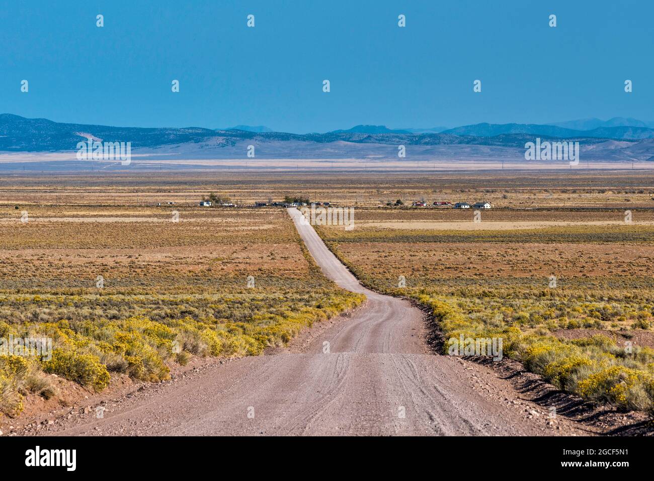 Insediamento di Lund, vista da Mountain Spring Road nel deserto di Escalante, Great Basin Desert, vicino a Cedar City, Utah, USA Foto Stock