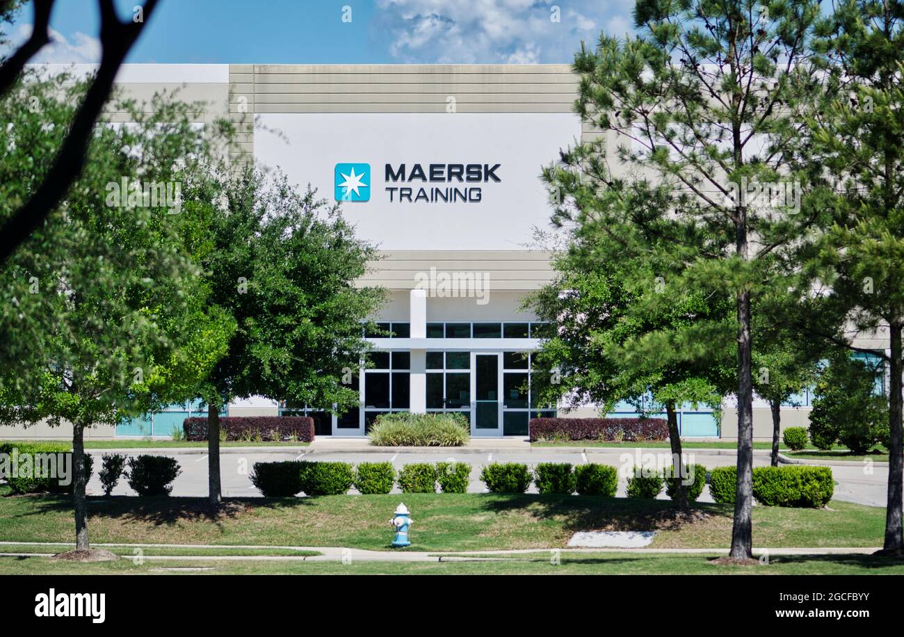 Houston, Texas USA 04-12-2020: Maersk Training Center a Houston, Texas. Utilizzato per formare squadre di perforatori con simulatori. Foto Stock