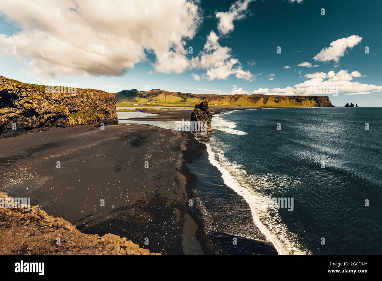 Vista della spiaggia di Suðurland in Islanda Foto Stock