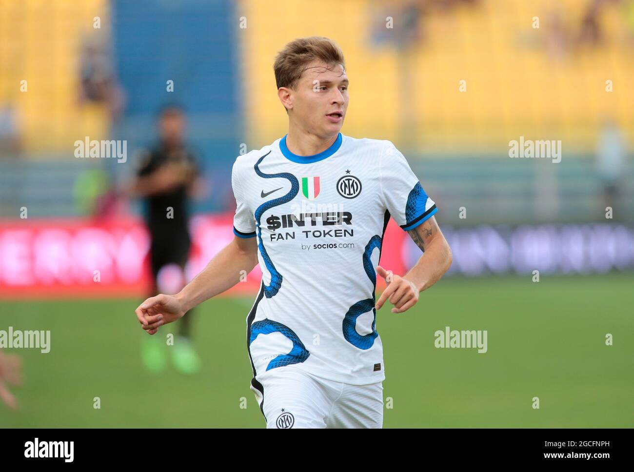 Parma, Italia. 8 agosto 2021. Nicolo Barella (FC Internazionale) in occasione della partita di calcio pre-stagione tra Parma Calcio e FC Internazionale 8 agosto 2021 allo stadio Ennio Tardini di Parma - Foto Nderim Kaceli Credit: Independent Photo Agency/Alamy Live News Foto Stock