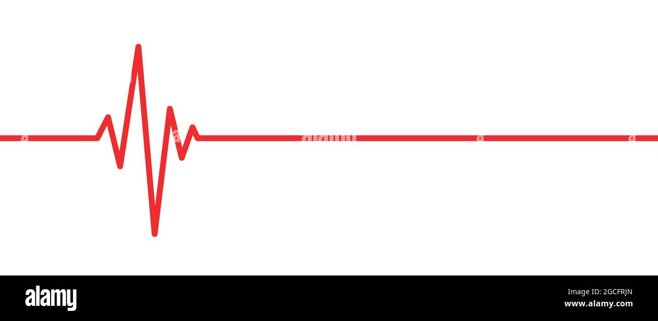 Linea di frequenza del battito cardiaco rosso con un'illustrazione vettoriale del cardiogramma del battito grande Illustrazione Vettoriale