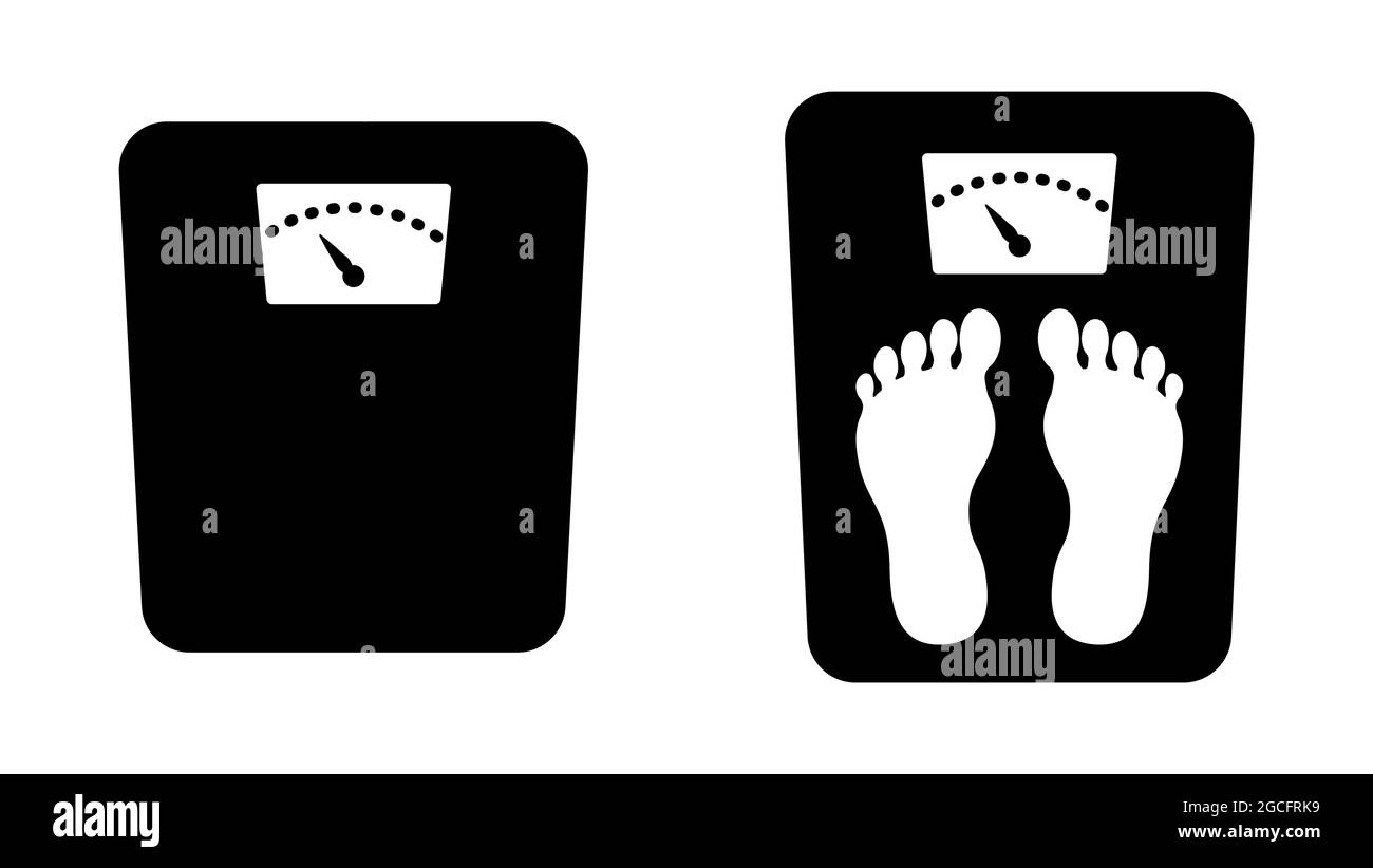 Simbolo della bilancia e icona dell'illustrazione del vettore di pesatura del corpo Illustrazione Vettoriale