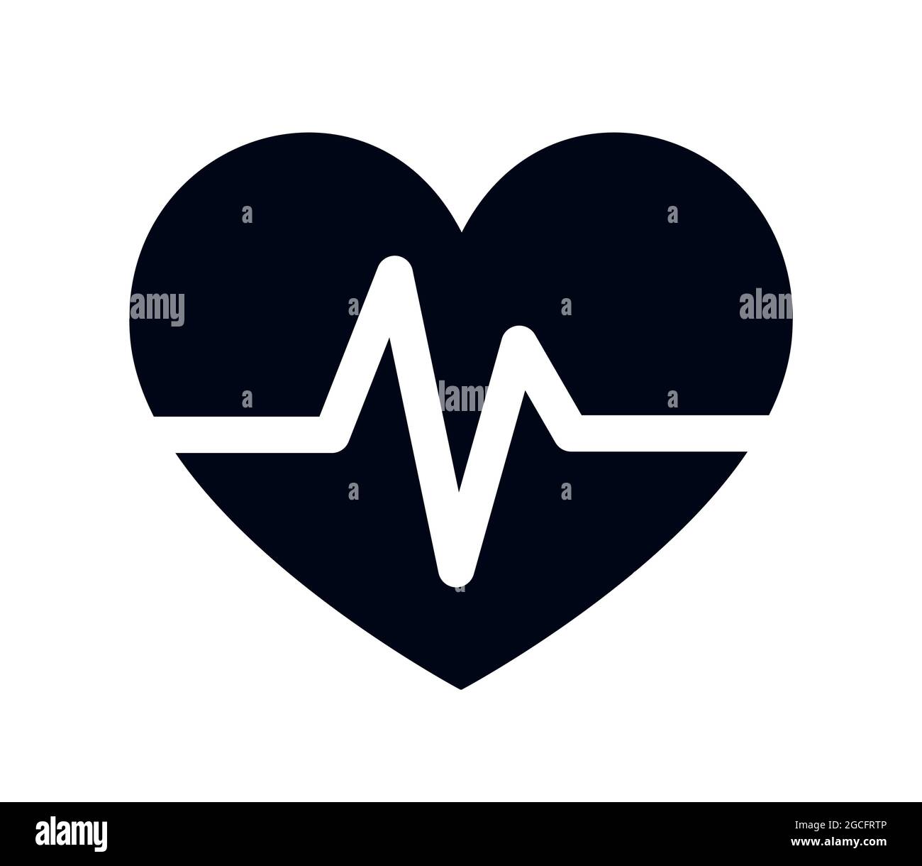 Simbolo del cuore con icona vettoriale nera della linea del battito cardiaco Illustrazione Vettoriale