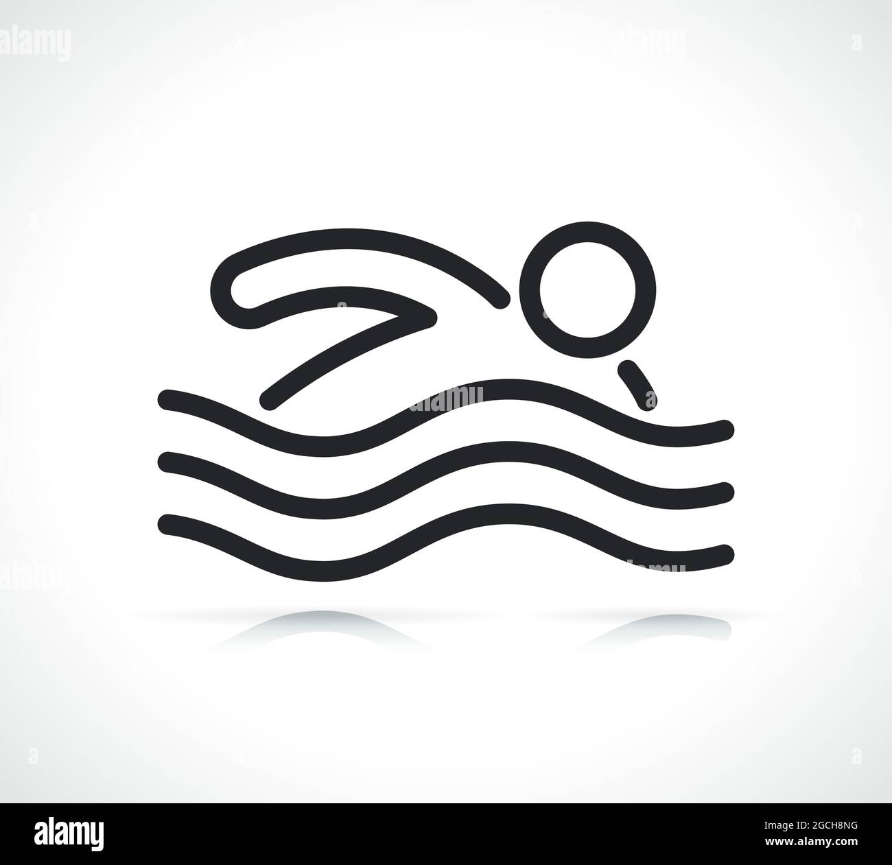 illustrazione del design isolato con l'icona di una linea sottile per il nuoto Illustrazione Vettoriale