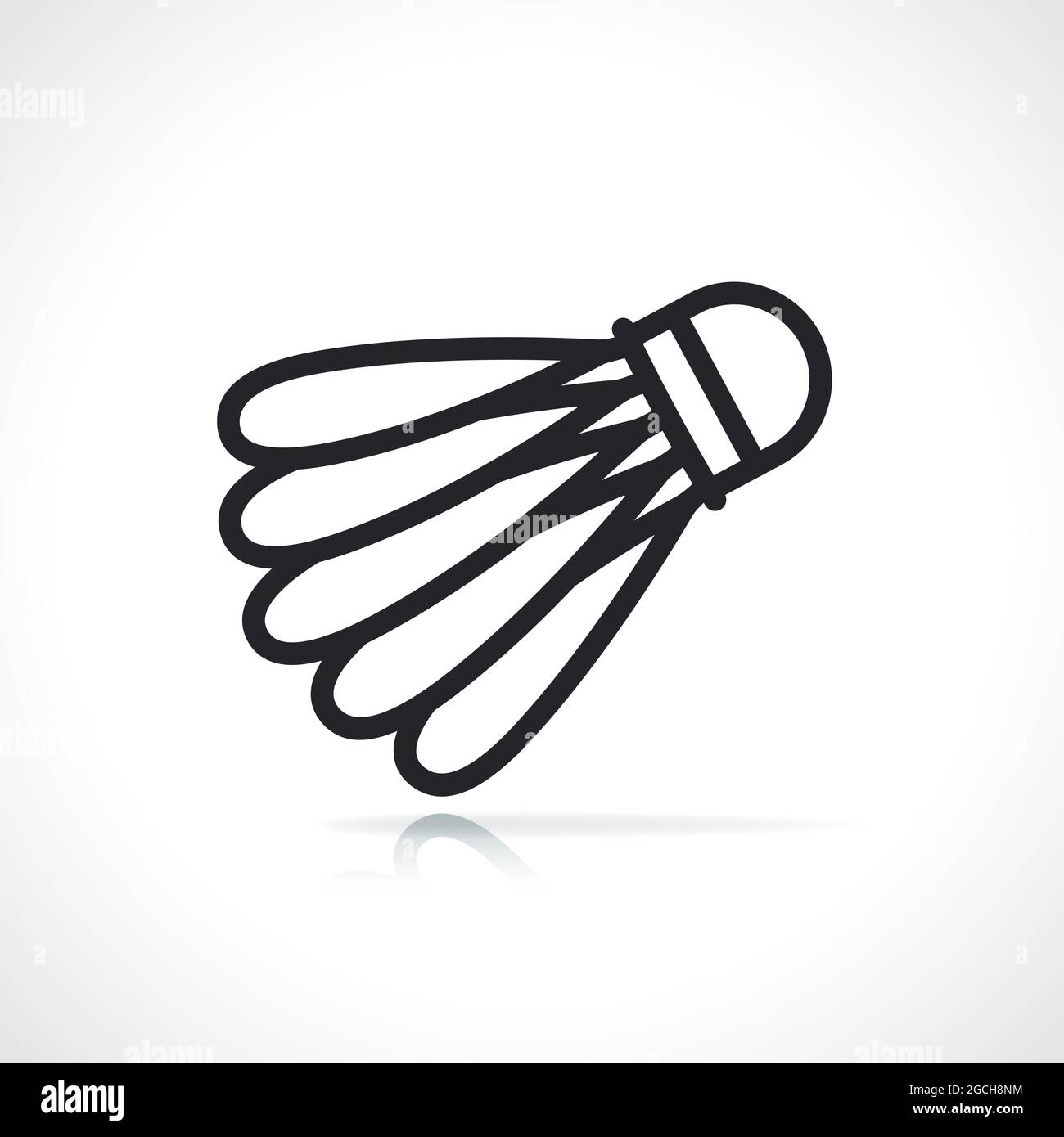 design isolato con icone a linea sottile con shuttlekock badminton Illustrazione Vettoriale