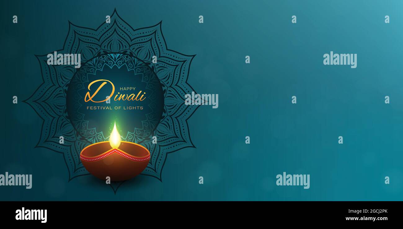 Felice Diwali sfondo con il testo di saluto. Illustrazione Vettoriale