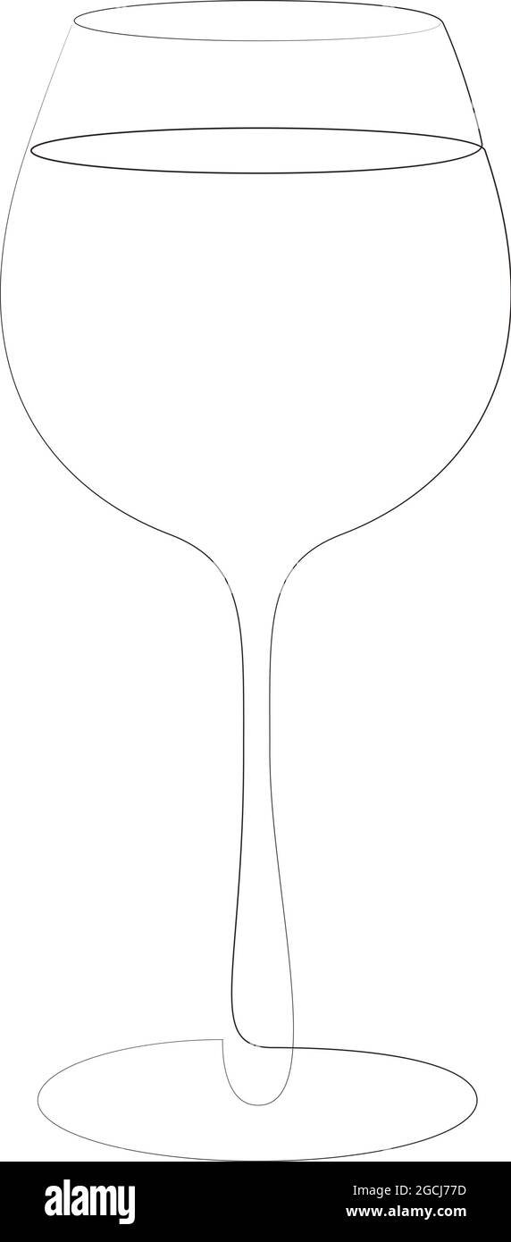 Bicchiere di vino in stile disegno a linea continua. Schizzo minimalista di linea nera su sfondo bianco. Illustrazione vettoriale Illustrazione Vettoriale