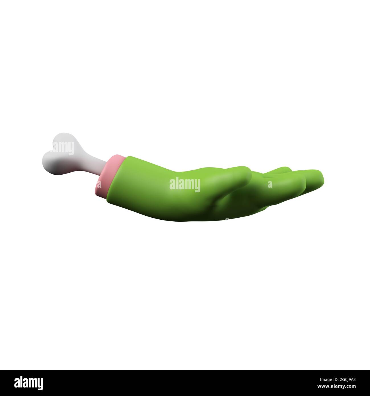 Cartoon creepy halloween mano mostro verde. Rendering 3D Foto Stock