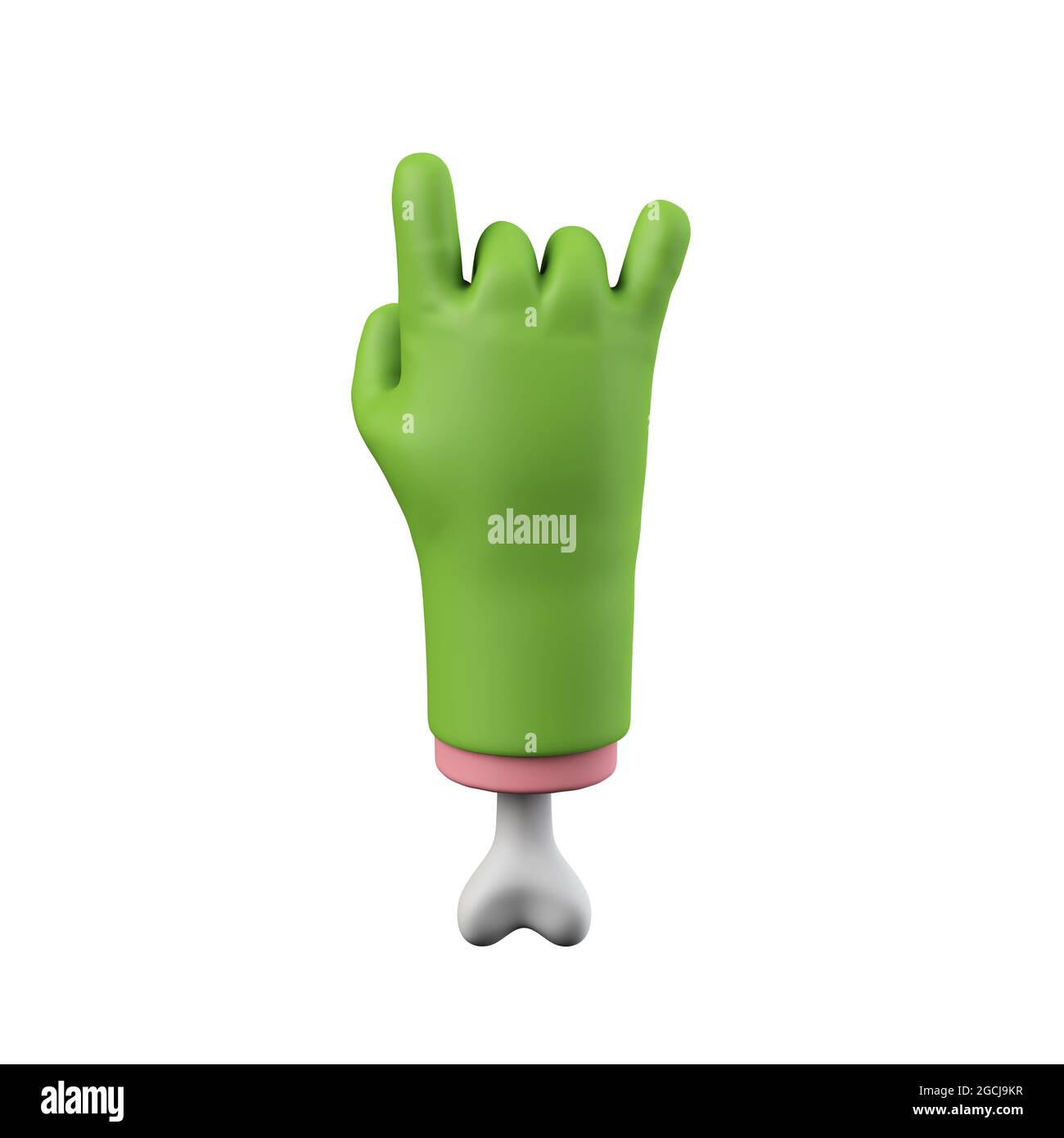 Cartoon creepy halloween mano mostro verde. Rendering 3D Foto Stock