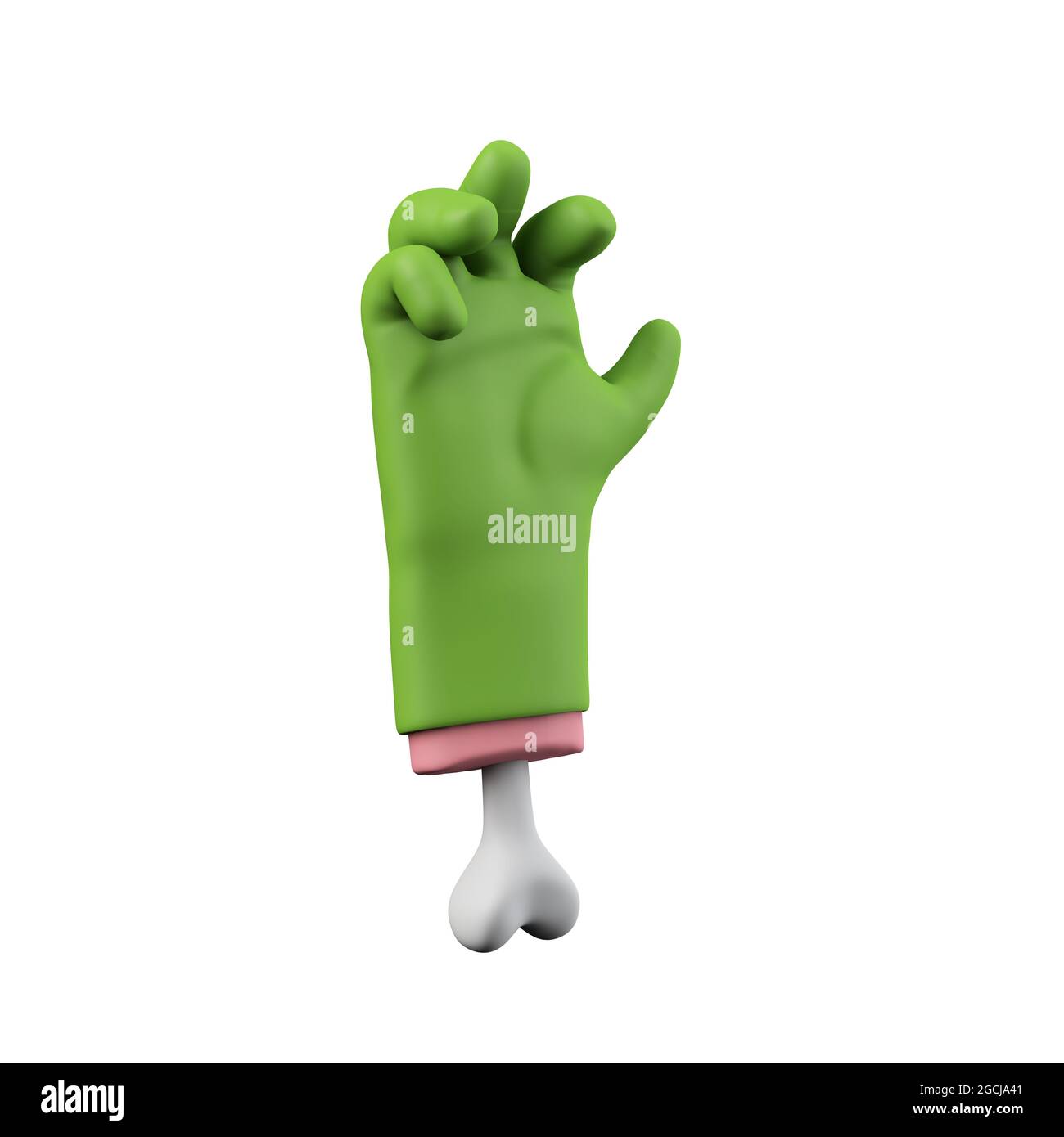 Cartoon creepy halloween mano mostro verde. Rendering 3D Foto Stock