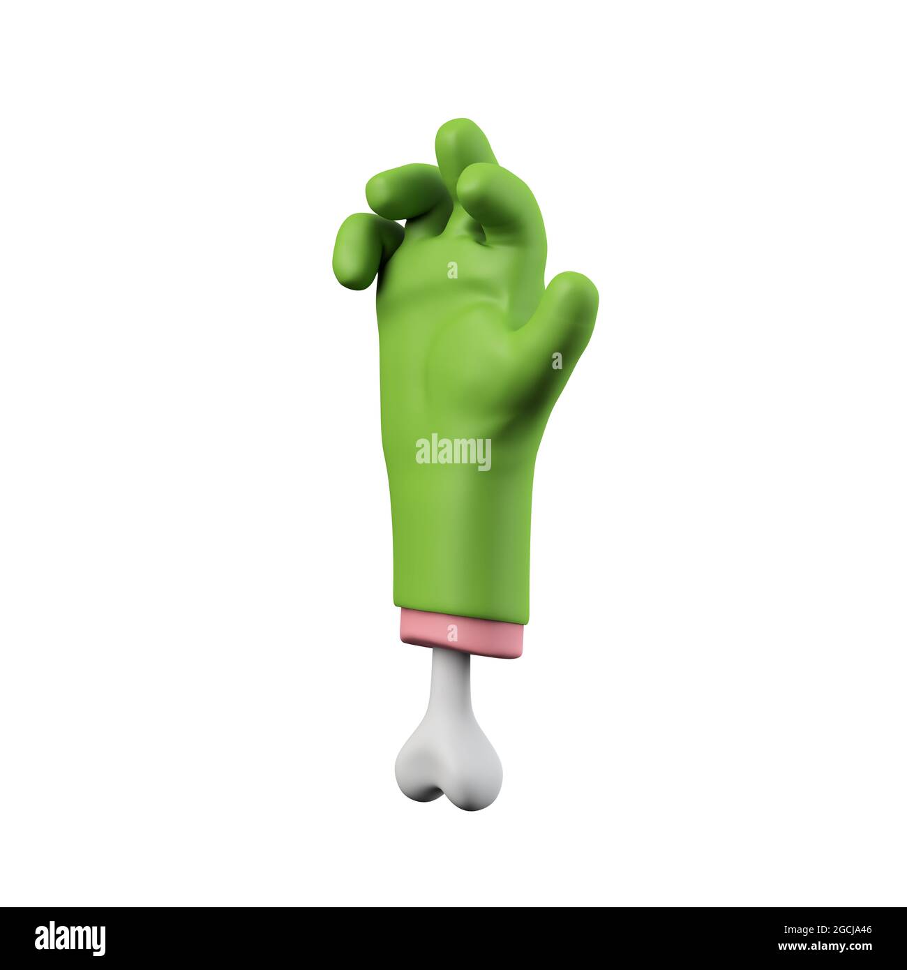 Cartoon creepy halloween mano mostro verde. Rendering 3D Foto Stock