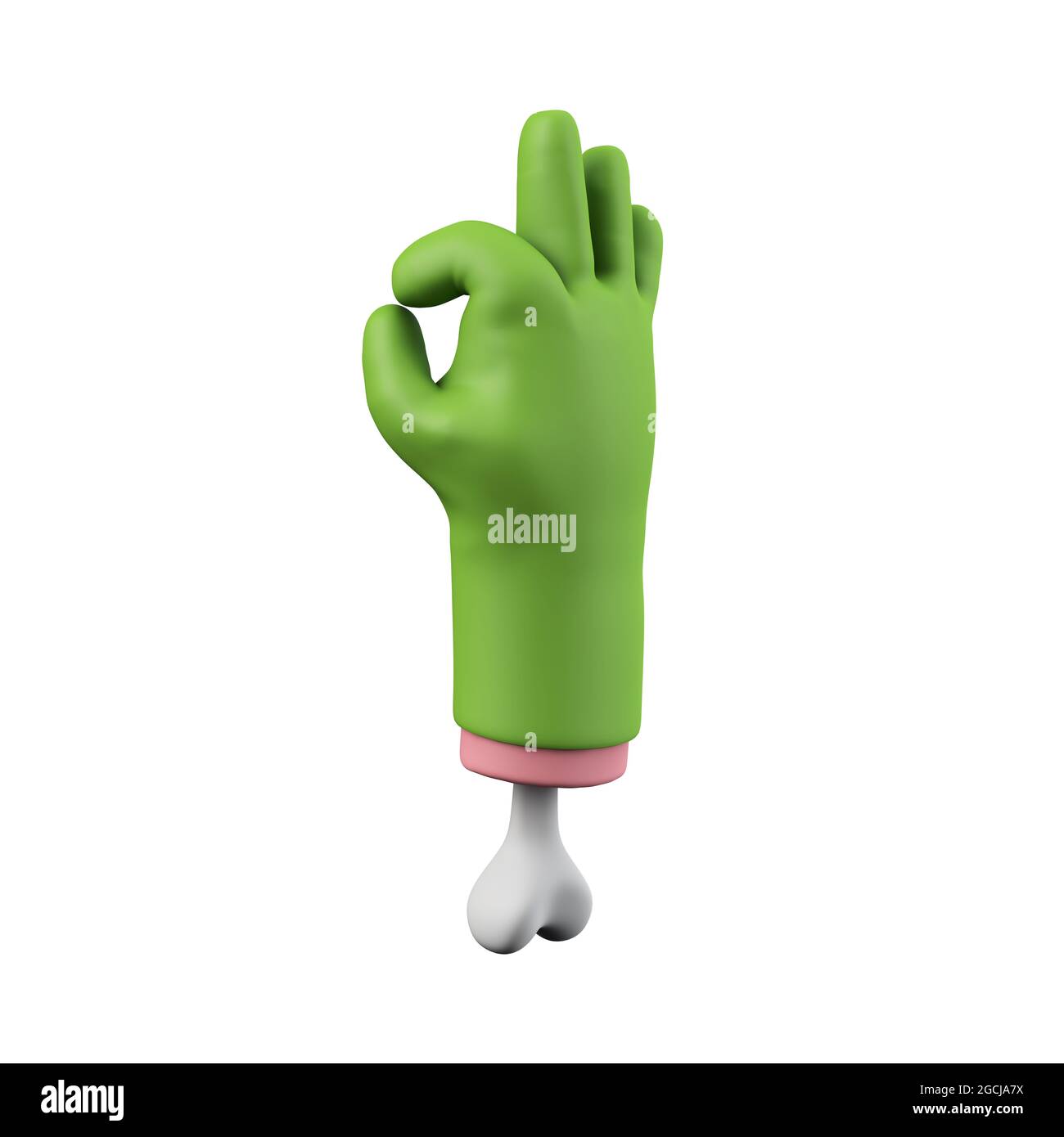 Cartoon creepy halloween mano mostro verde. Rendering 3D Foto Stock